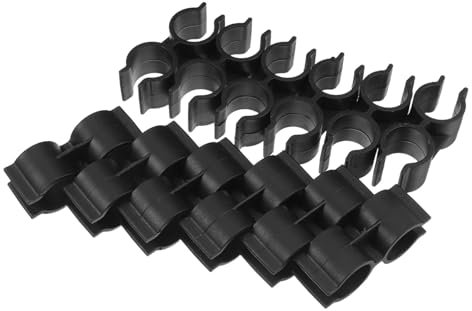 Alipis 12pcs 25mm Plastic Double Port Pipe Clips and Fasteners Black, Warehouse Shelf Link Clips for Chain Link Fence Panels and Shelf Pole Connectors