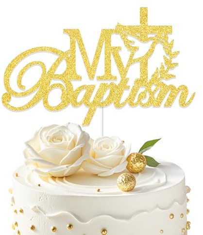 My Baptism Cake Topper, First Holy Communion Baby Shower Decorations, Bless This Child Christening Party Supplies, On Your Confirmation Baptism Cake Decorations Gold