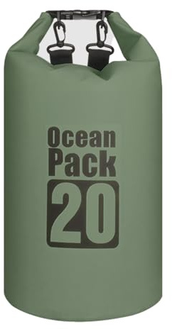 MOMAHUA Torrväska, vattentät väska, simväskor 2 l/5 l/10 l/15 l/20 l/25 l/30 L torrsäck för paddelbräda, våta väskor för resor, utomhuscamping, Salviagrön, 20L