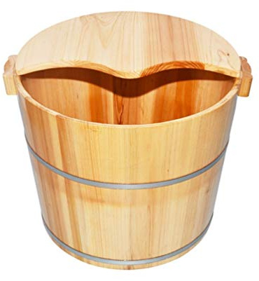 Bañera de madera con tapa para relajar el baño de spa en casa, barril de bienestar fácil de usar para el cuidado personal