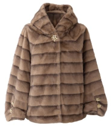 MAPIMANIA - Chaqueta de Piel Sintética para Mujer, Abrigo corto invernal, Prendas de Abrigo y Chalecos para clima frío