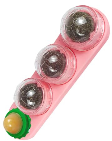 Toyvian Natürlicher Katzenminze spielball Interaktives Katzenspielzeug zur Zahnpflege und Beruhigung Essbar mit Katzengras für Kätzchen Rosa Fördert Krallenpflege und Entspannt Katzen