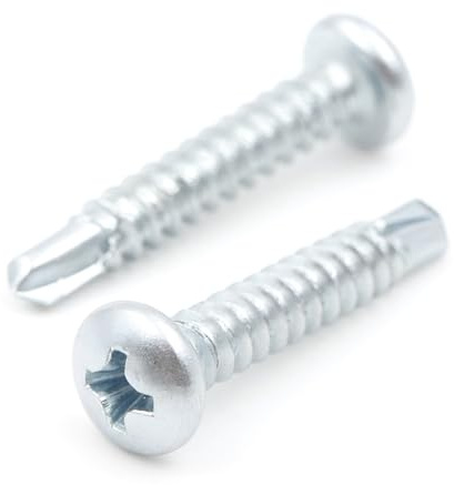 Design61 200 Stück Selbstbohrende Schrauben Halbrundkopf PH2 Kreuzschlitz 4,2 x 25 mm Stahl Gehärtet Verzinkt Rostbeständig für Holz und Metallbau Selbstschneidende Schrauben