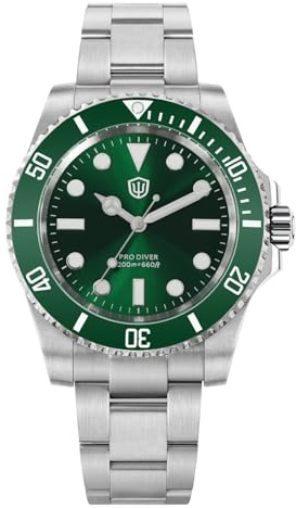 watchdives Professionelle Taucheruhr, WD1680Q V2 Japan VH31 Sweep Second Quarz Armbanduhr 40mm Saphirglas Uhr 200m wasserdichte Leuchtende Analoguhr