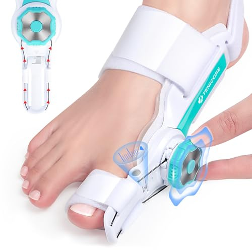 TENICORE Hallux Valgus Korrektur Einstellbarer Knopf Hallux Valgus Schiene Zehenspreizer für Großzehe Begradigen Dick Silikon Zehentrenner Aktualisierte Fassung 1Stück Größe L