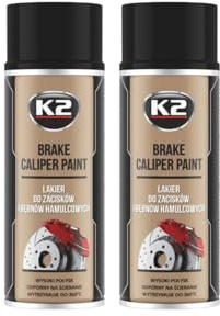 PG K2 Brake Caliper Paint Spray, Black Gloss, 260°C Heat Resistant, 2 Cans, OEM Quality Professional Finish