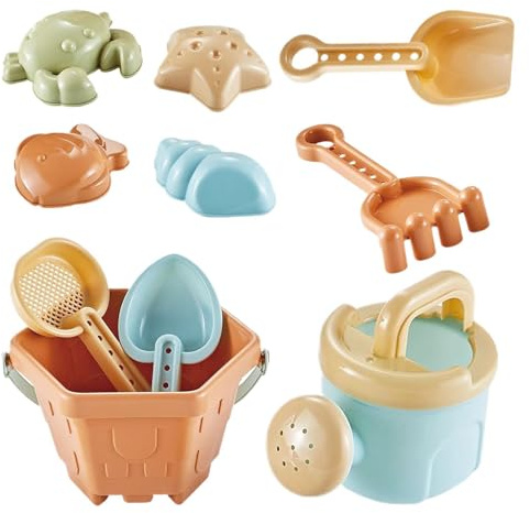 Générique Jeux Sable, 10 Pièces Ensemble Plage Amusants pour en-fants, Ensemble Bac Sable avec Seau Pelle Arrosoir, Ensembles Jeux Plages Léger Seau Pelles, pour Jardin& Plages
