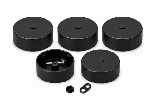 Deckendose/Deckenbaldachin - 5 Stück - Ø 62 mm x 21mm – Abdeckung für Kabelauslass Decke – Baldachin für Pendelleuchte – mit vorgeprägten Öffnungen & Montagematerial (Schwarz)
