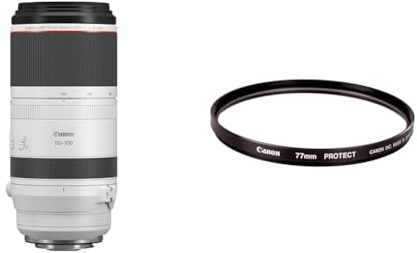 Canon RF 100-500mm F4.5-7.1L IS USM + Regular 77mm Lens Filter F77REG - L-Series Telephoto Zoom Lens with 5-Stop Image Stabilisation, Dual Nano USM, ASC Coating - For Canon EOS R Mirrorless Cameras