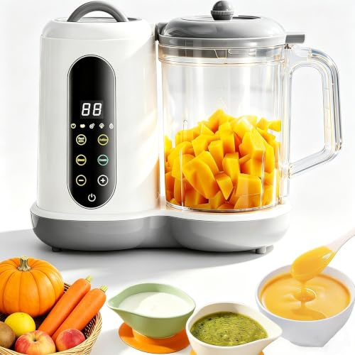 Robot Cuiseur Mixeur pour Bébés,Cuiseur Mixeur Multifonctions (Blanc) | Petits Pots Bébé Maison,Blender Bebe,Réchauffe,Décongèle,Fonction Autonettoyante,Cuisson Vapeur,Diversification Alimentaire