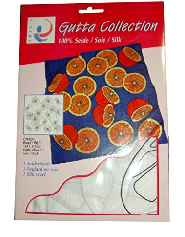 ARTY'S Gutta Collection - Motiv: Oranges - Pongé 05, ca. 110x110cm, rollierte Ränder (Gutta schwarz)