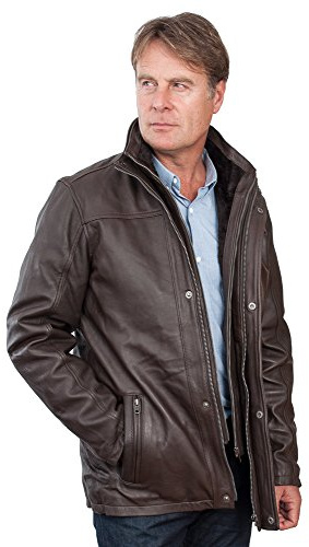 Hommes mi-longueur veste en cuir Marron chaud classique 3XL