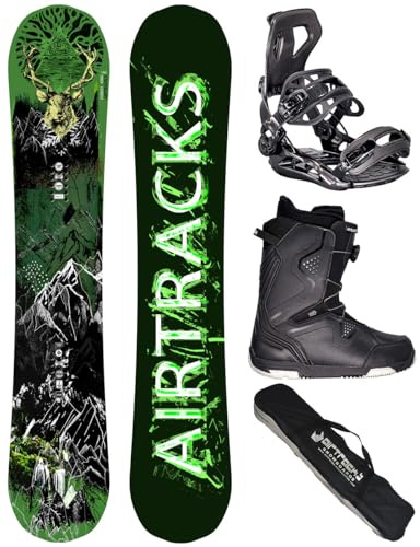 Airtracks Snowboard Set Tavola Forest King Carbon Wide Hybrid Rocker Uomo 153 - Attacchi Master - Scarponi Strong ATOP 41 - SB Bag