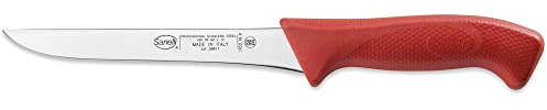 Sanelli Linea Skin, Coltello Macellaio Disosso professionale cm.18, Acciaio Inossidabile, Rosso, Lunghezza lama 18 cm.