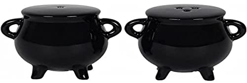 Juego de salero y pimentero de caldero negro con caja de regalo