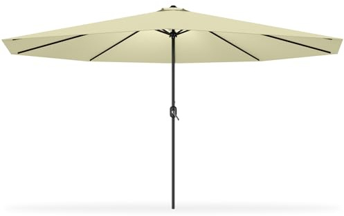UISEBRT 350cm Sonnenschirm Alu mit Handkurbel UV Schutz 40+ - Gartenschirm Terrassenschirm Marktschirm für Balkon, Garten, Terrasse (350cm,Beige)