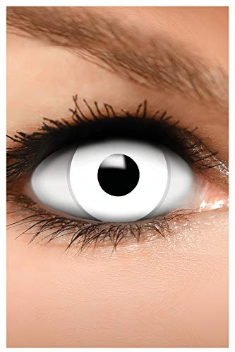 FUNZERA Lentilles de Contact Blanches – Effet ZOMBIE, Sans Correction, Journalières, 1 Paire (2 pcs) – Idéales pour les Soirées et Déguisements