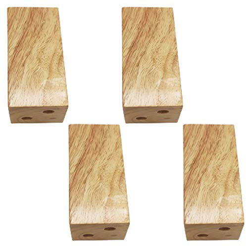 4 Stück Möbelbeine Massivholz,Eiche Quadrat Möbelfüße,Holz Sofabeine,Ersatz Schrankfüße,DIY Tischfuß,Sockelfüß,Sofabeine,für Bett,Schrank,Couch,Ottomane,mit Hardware Zubehör,5cm Breit(Wood color5cm)