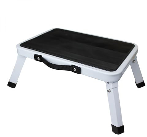 Vivezen - Marchepied pliable 1 niveau - Acier - Noir et blanc