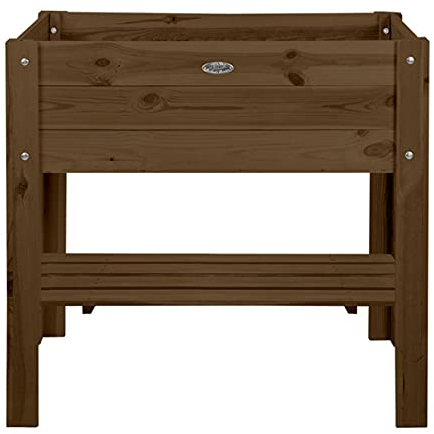 Nativ Bancal Alto de Madera con Inserto, marrón, bancal de Madera para terraza y balcón, hortalizas y Hierbas