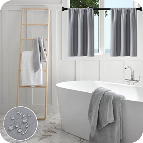 MRTREES Tende oscuranti da cucina a 30 pezzi, 2 pannelli, impermeabili, a livello corto, tende corte per il trattamento delle finestre, piccole tende per cucina, bagno, 75x75 cm, grigio