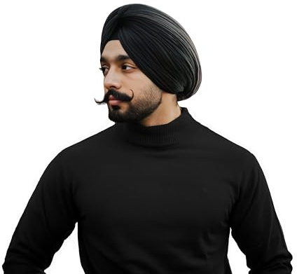 CRAFTSTRIBE Sikh Traditional Turban Patka Punjabi Sardar Pagri Dastar Cotton Full Voil for Men and Boys (5 Meter) Black