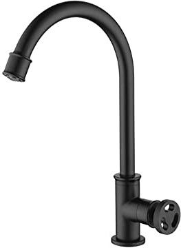 Klobvtt Solo rubinetto dell'acqua fredda, Rubinetti dell'acqua fredda da cucina in stile industriale, Rubinetto per lavabo ad arco alto a foro singolo con rotazione di 360 gradi per bagno, esterno, gi
