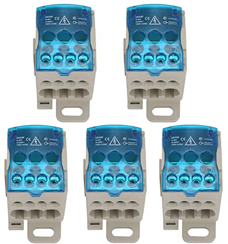 Elektrischer Klemmenblock, 5 Stück UKK-80A Anschlussdose, Klemmleiste, DIN-Schiene, 16 mm², Verteilerkasten, Stromverteiler, neutral, für Verteilerschränke mit hoher Spannung