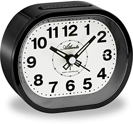 Atlanta Großer Funkwecker Analog Licht Snooze Crescendo Zahlen - 1867/7 Schwarz