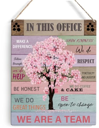 Let Them Office Quote Pink Tree Signs Wall Decor Desk Accessories Rustic in This Office Make a Difference Wooden Hanging Sign Decoration for Home Office Door 8 x 10