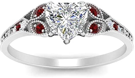 Erstellt Stein Herz Facettierter Rubin Cz Ring – 0,925 Silber Ring Roter Rubin Cz Edelsteine Ring – gutes Schmuckgeschenk für Unabhängigkeit