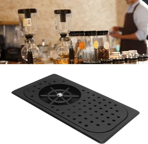 Enjuagador de Vidrio de Grifo de Metal, Enjuagador de Taza de Enjuague de Jarra Enjuagador de Limpieza de Vidrio con Manguera de Bandeja de Goteo de Drenaje para Bar Cafetería (Negro A)