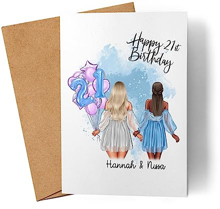 Kiddle-Design Geburtstagskarte Personalisiert | Mit Namen und Alter | Geburtstag Frau Mädchen | Glückwunschkarte zum 18. 20. 30. Geburtstag Karte