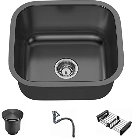 ECTbicyk spülbecken schwarz küchenspüle einbauspüle waschbecken küche spülbecken edelstahl waschbecken bad (35x33CM)