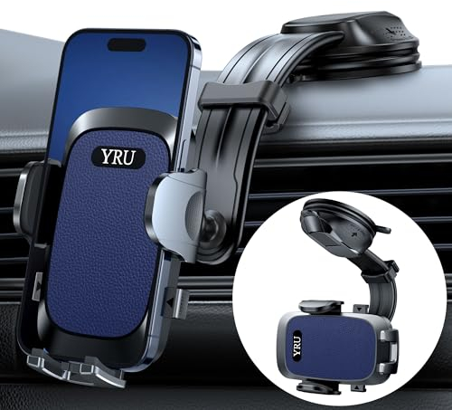 【2025 Neust & Stärkst】Handyhalterung Auto【Upgrade Biegbarer Aluminium Saugnapf】Handy Halterung Auto 360° Drehbar Auto Handyhalter Armaturenbrett Scheibe für iPhone 16 Pro Max 15 14 Samsung usw Blau