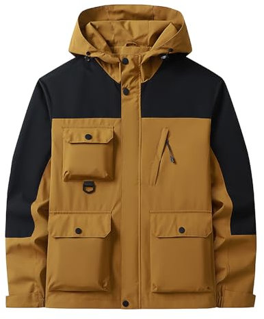 SRZYMJ Windjacke Herren Lederjacke Herren Echtleder Winter Oversized Hoodie Regenjacken Herren Wasserdicht Motorradbekleidung Herren Lederjacke Herren Echtleder Winter Braun Hardshelljacke Herren M