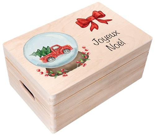 Creative Deco Weihnachtsgeschenke Personalisierte Holzkiste - Schneekugel | Wunschtext Weihnachten Geschenke | Dein Eigener Wünsche Text Individuelle Geschenk | Weihnachtsdeko | Für Frauen, Männer