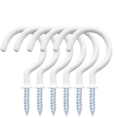 12 ganchos de tornillo, ganchos de techo de taza, soporte de plástico resistente para colgar plantas (7,3 cm, blanco)
