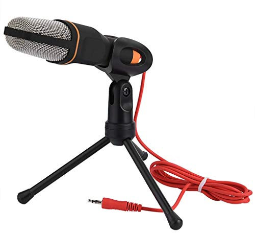 Kondensatormikrofon 3,5 mm plugg Home Stereo Mic Stationär stativ för att chatta PC Videospelinspelning