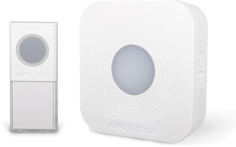 SCS Sentinel CSF0110 Campanello Senza Fili-Portata 200 M-36 Melodie a Scelta-Indicatore Luminoso-Pulsante Impermeabile Ip44-Funzionamento a Batteria-Elegante Colore Bianco