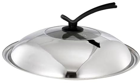 Milageto Stainless Steel Pot Cover Cookware Lid Heat Resistant 36cm Fry Pan Lid Soup Pot Cover for 34-35.5cm Diameter Pots Home Use, Standable Handle