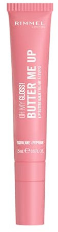 Rimmel London Oh My Gloss Butter Me Up Lip Butter Balm 003 Latte Delight, Balsamo labbra idratante, Balsamo labbra colorato, Cura delle labbra, Idratazione, Nutriente, Squalano, 15 ml