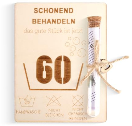 Kaempe Geldgeschenke Geburtstag 60, Geburtstagskarte 60 Aus Holz Mit Reagenzglas, Lustige Geschenke 60 Geburtstag Mann Frau, Gutschein, Geldgeschenk Verpackung Zum 60. Geburtstag Frau Mann