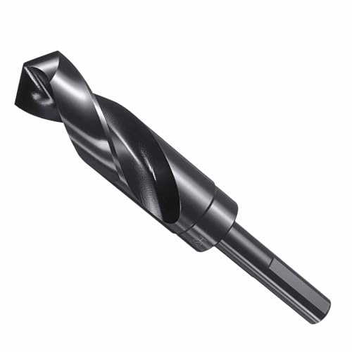 CoCud Punta Da Trapano, Diametro Di Taglio 25mm, Codolo Ridotto 1/2 3-Lati 4341 HSS Nitrurazione Nero Angolo Di Taglio 118° - (Applicazioni: Per Plastica Legno)