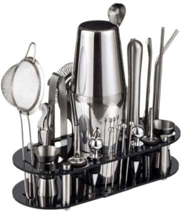 Juego Coctelera Juego de Barman de Acero Inoxidable de 23 Piezas, Accesorios Barman para el hogar y Kit de Barman Profesional Cocktail Kit(700ml)