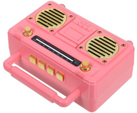 BAZEITFLOW Altavoces Altavoces Mini Enceinte Vintage Mini Altavoz Retro Música Altavoz Pequeñas Radio Retro Ciclismo Subwoofer Plástico Rosa
