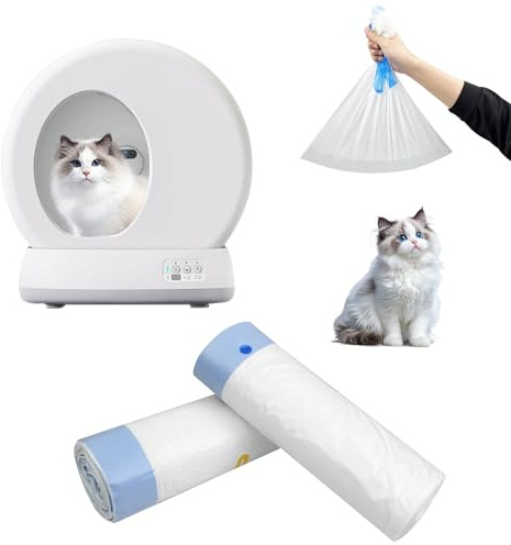 Ravytha Set med 100 soppåsar med dragsnöre, kattlåda för katter, papperskorgar, kattlåda för kontor, sovrum, kök (5 rullar, 45 cm × 50 cm)