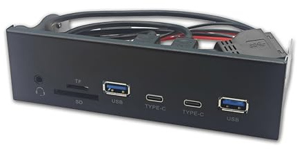 USB 3.2 GEN1 5.25 pulgadas placa frontal con doble puerto USB 3.0 tipo C y lector de tarjetas de memoria adaptador de auriculares de alta conductividad alambre de cobre