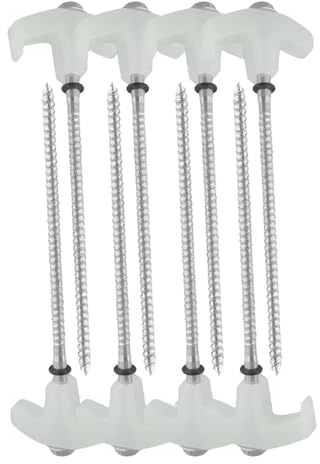 FUANA 20,3 cm robuste Zeltheringe zum Einschrauben für Camping, Bodenanker mit Gewinde für Zelte, Vordach, Pavillon, Markise, Abspannleinen oder Planen, 8/16/24 Stück, mit Tragetasche, weiß 24+1