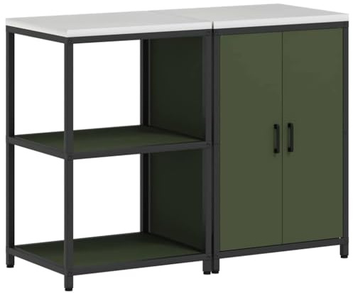 Genérico Juego de Almacenamiento de Cocina con Estante 2 pcs Verde Oliva,Mobiliario,Armarios y Almacenamiento,Armarios de Cocina,Oliva,43.58 kg,3392690